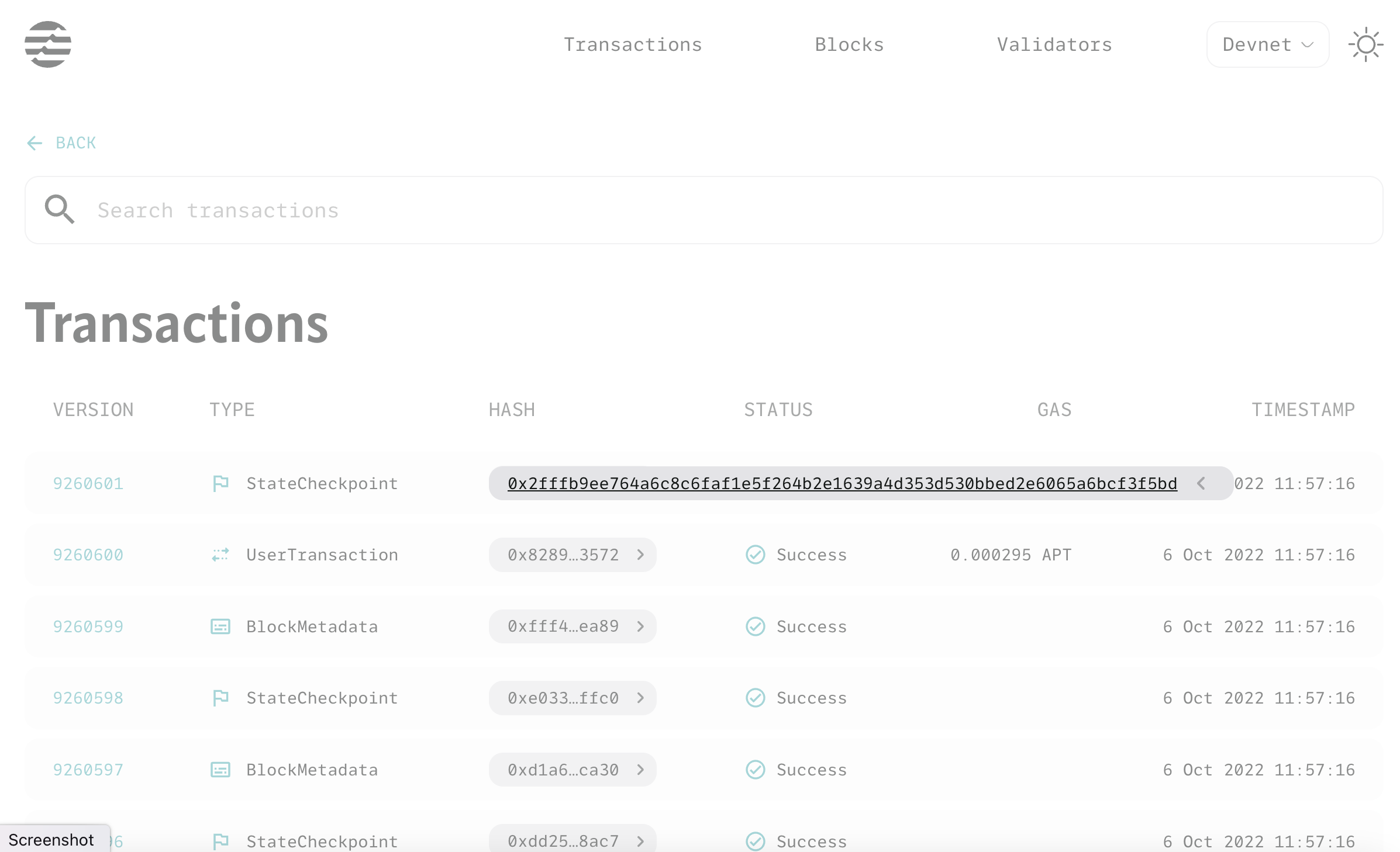 Jin Explorer Transactions page with hash highlighted