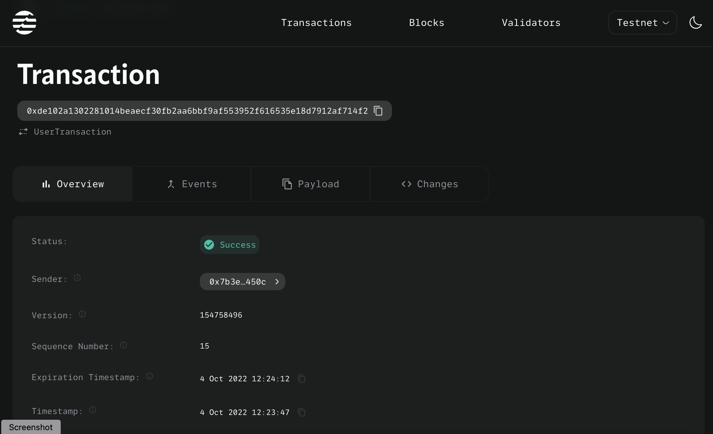 Jin Explorer Transaction Details tab