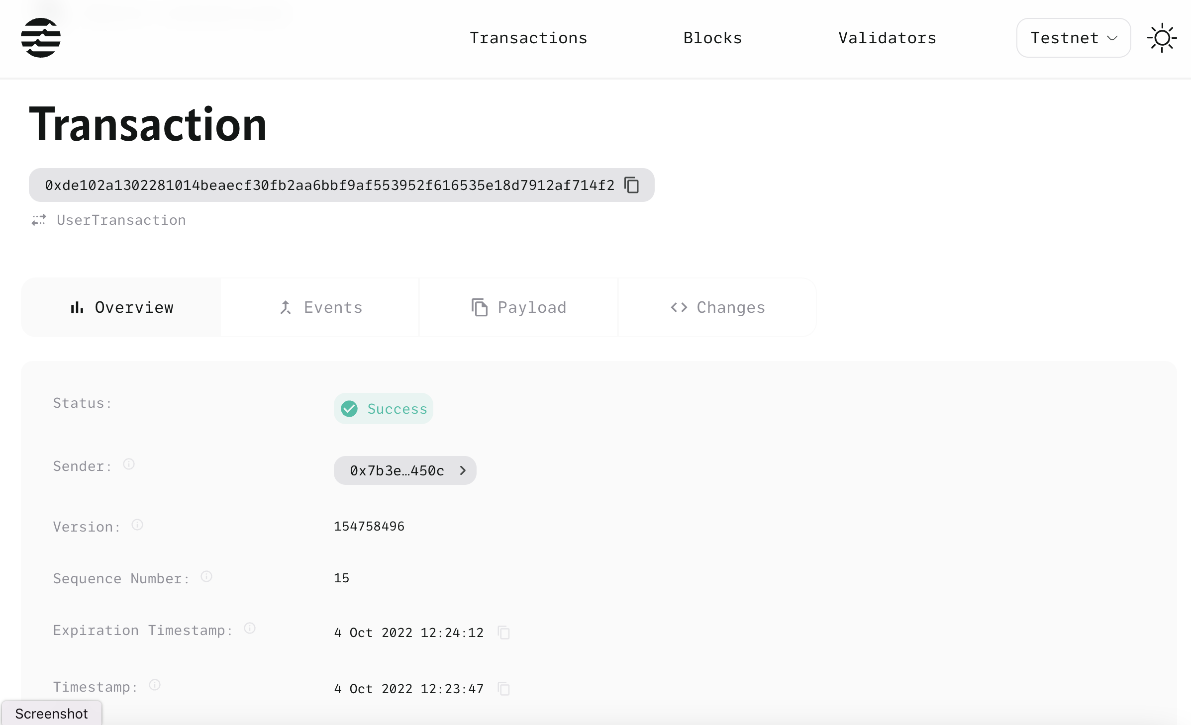 Jin Explorer Transaction Details tab