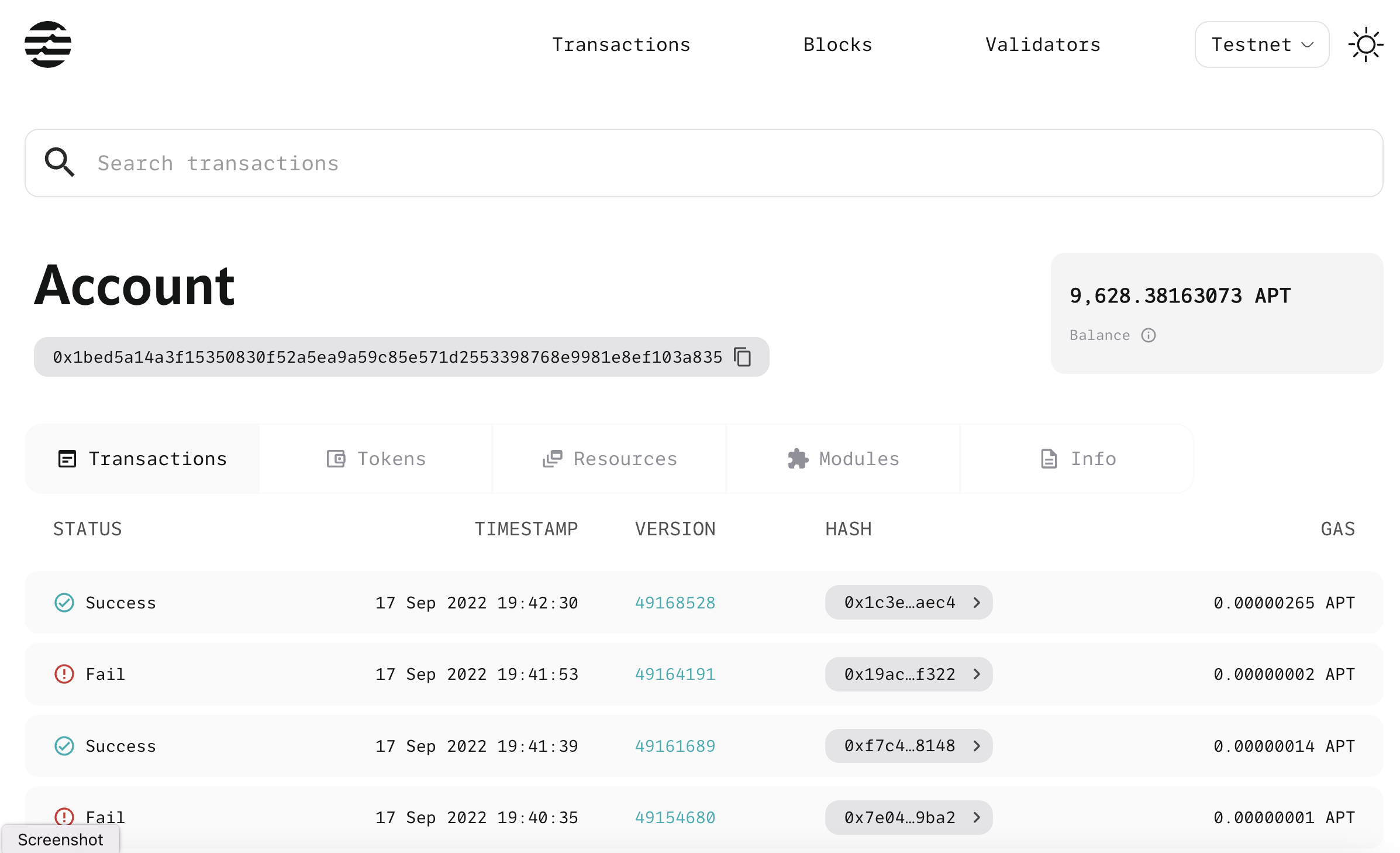 Jin Explorer Accounts page